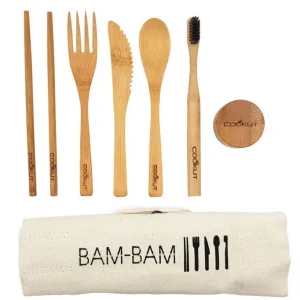 COOKUT Ustensiles Pour Le Pique-Nique<BAM-BAM Kit repas en bambou,