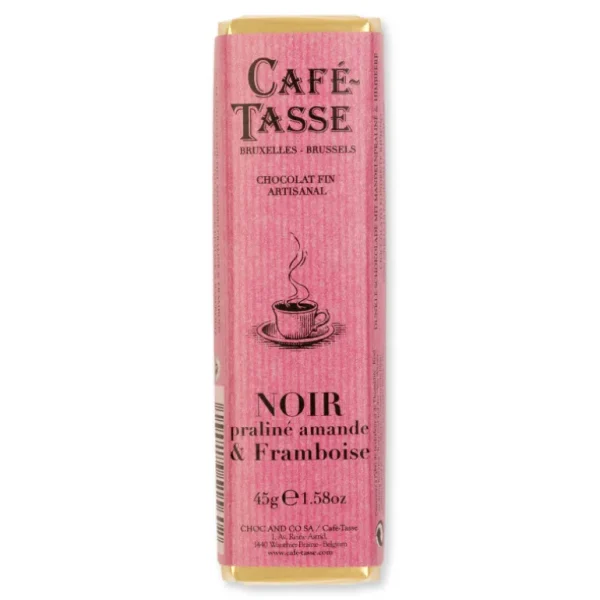 Café Tasse Le Chocolat<Barre de chocolat Noir praliné Amande et Framboise,