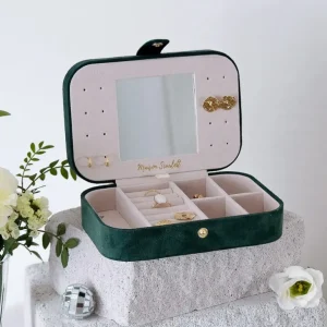 Maison Scarlett Les Bijoux | Les Accessoires<Boîte à Bijoux de Voyage Brigitte Velours Vert,