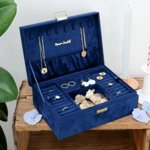 Maison Scarlett Les Bijoux | Les Accessoires<Boîte à Bijoux Louise Velours Bleu Marine,