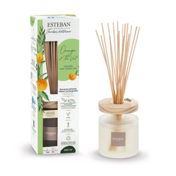 ESTEBAN Diffuseurs De Parfum D'Intérieur<Bouquet parfumé Ellipse Orange et Thé Vert 200ml,