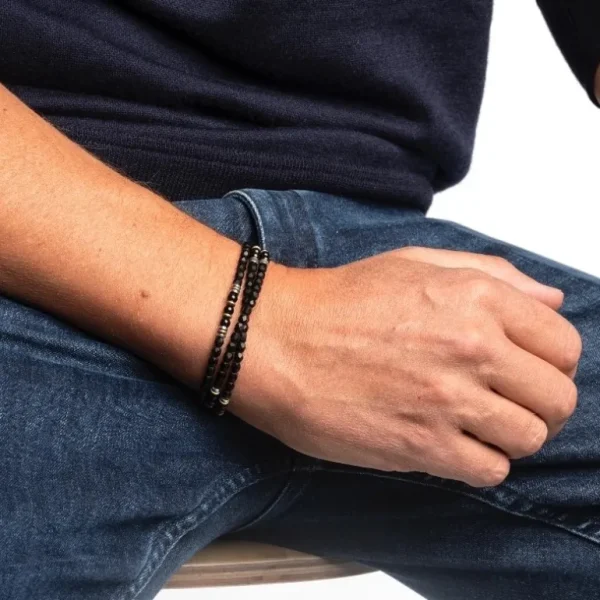 Têtes Blondes Les Bijoux<Bracelet Homme 3 tours Magnetic Gentleman Tourmaline Noire,