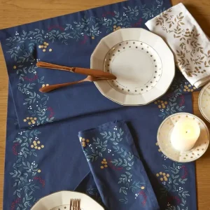 Sylvie Thiriez Chemins De Table<Chemin de table Lueur d'Hiver Bleu Ardoise,