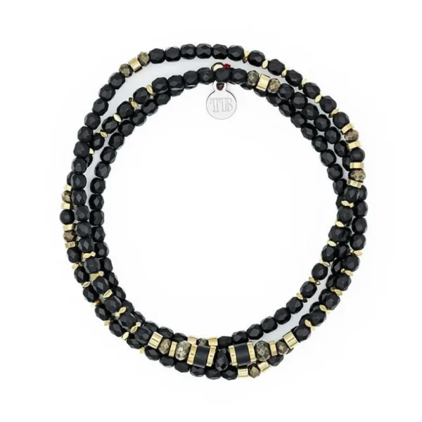 Têtes Blondes Les Bijoux<Collier et Bracelet 3 tours Zuri Noir Mat,