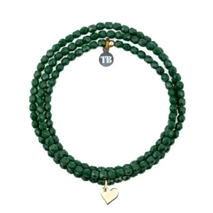 Têtes Blondes Les Bijoux<Collier et Bracelet 3 tours Coeur Gold Vert Forêt,