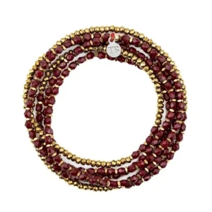 Têtes Blondes Les Bijoux<Collier et Bracelet 6 tours Caroline Rouge Cerise,