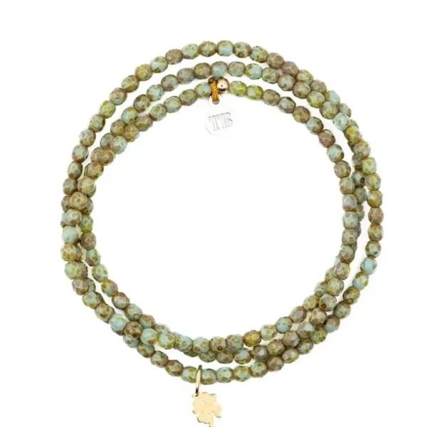 Têtes Blondes Les Bijoux<Collier et Bracelet 3 tours Trèfle Vert Marbré,