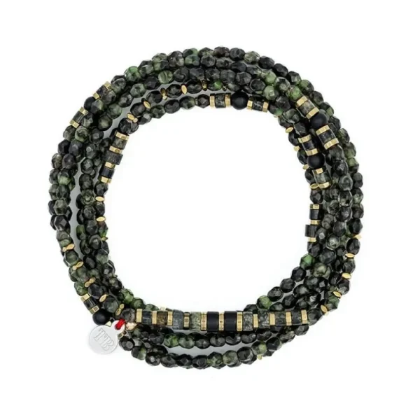 Têtes Blondes Les Bijoux<Collier et Bracelet 6 tours Crocodile Jaspe Kambala,