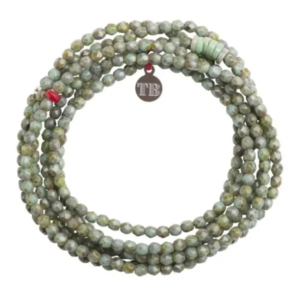 Têtes Blondes Les Bijoux<Collier et Bracelet 6 tours Joanna Vert Marbré,