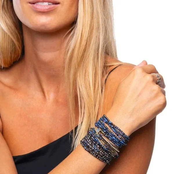 Têtes Blondes Les Bijoux<Collier et Bracelet 6 tours Gabrielle Denim Marbré,