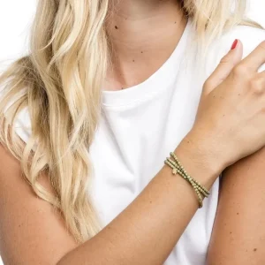 Têtes Blondes Les Bijoux<Collier et Bracelet 3 tours Trèfle Vert Marbré,