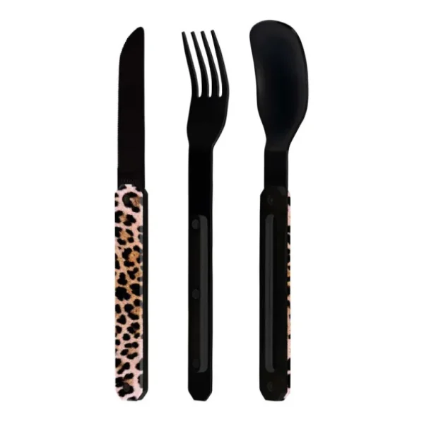 AKINOD Ustensiles Pour Le Pique-Nique | Boîtes Repas Et Accessoires<Couverts droits aimantés 12h34 Leopard,