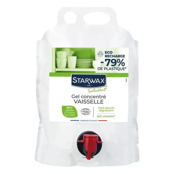 STARWAX Écologiques | Cuisine<Eco recharge Gel concentré vaisselle Soluvert,