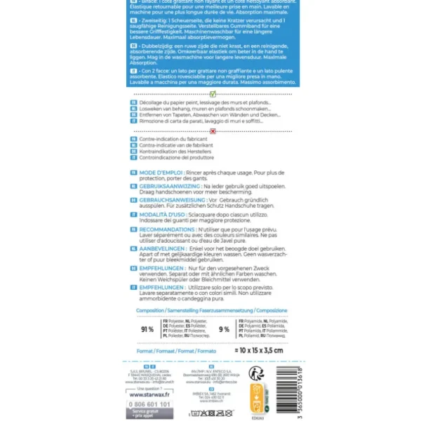 STARWAX Brosserie<Eponge Microfibre Gros Travaux,
