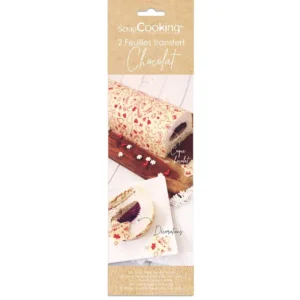 ScrapCooking Le Chocolat<2 feuilles transfert pour bûche motif Noël,