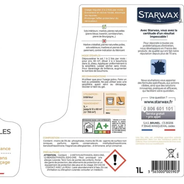 STARWAX Cuisine | Sols<Lait de brillance  pour Marbre et Pierres naturelles,