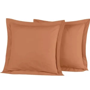 SENSEI Housses De Couette, Parures<Lot de 2 taies d'oreiller Soft Percale Brique,