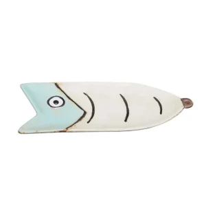 Chehoma Objets Insolites<Petit plat poisson Comic blanc & Bleu,