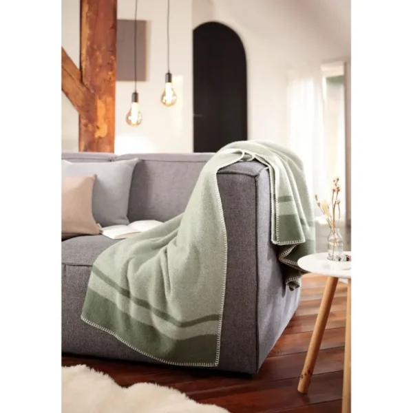 Biederlack Plaids Et Couvre-Lits<Plaid en laine recyclée Stripe Green,