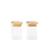 PEBBLY Boîtes Hermétiques<Set de 2 boites en verre 240 ml et couvercle en bambou,