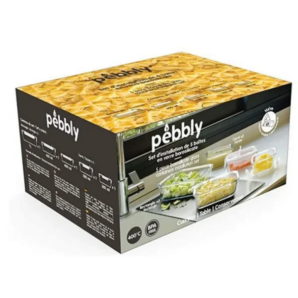 PEBBLY Boîtes Repas Et Accessoires | Boîtes Hermétiques<Set de 5 boîtes en verre,