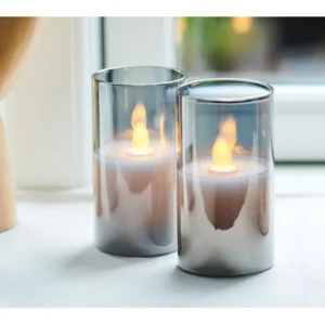 Sirius Bougies Décoratives<Set de 2 mini  bougies Led Ivy gris,