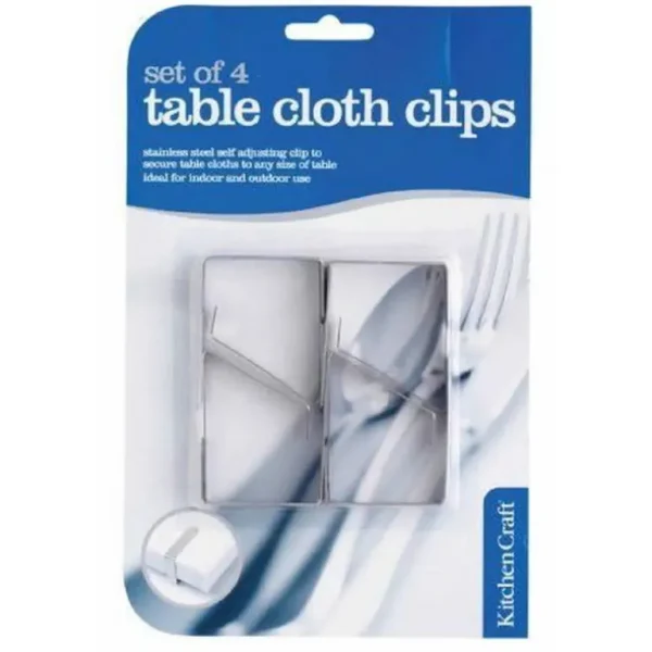 Kitchen Craft Produits Malins<Set de 4 pinces nappe Clip Inox, Kitchencraft