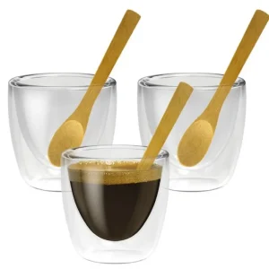 Nuts Tout Pour Le Café<Set de 3 verres double paroi avec cuillères,