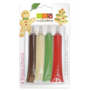 ScrapCooking Les Cupcakes<4 Stylos Chocolat Rouge/blanc/vert/chocolat,