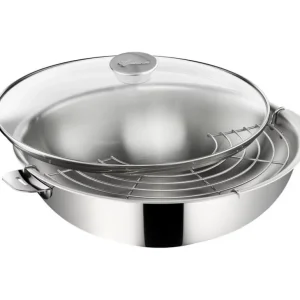 LAGOSTINA Woks | Sauteuses Inox<Wok inox avec couvercle Salvaspazio+,